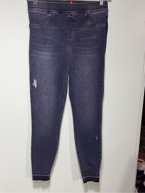 Spanx Women’s Dark Wash Skinny Jeans - Navy Blue Lg